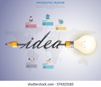 3d light bulb timeline infographics with icons set. vector. illustration.