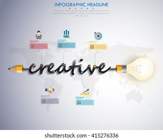 3d light bulb timeline infographics with icons set. vector. illustration.