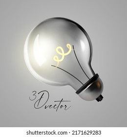 3D Light Bulb. Transparent Vector Element