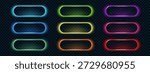 3d light glow neon frame button box elements with clean call action design and bright solid colors. These neon call action graphics look energetic and modern.