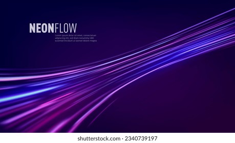 3D Light Neon Speed Motion Flow Background. EPS10 Vector