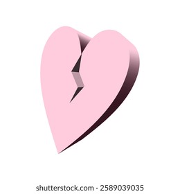 3d light pink broken heart design divorce, breakup, sorrow, cheating heart element