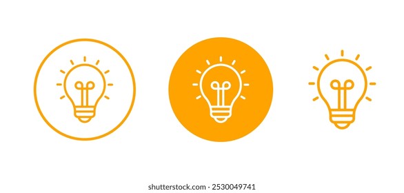 Sinal de luz 3d bulbo ícone de linha vetor, isolado no fundo branco. Ícone de ideia, solução, conceito pensante. Iluminação Lâmpada elétrica. Eletricidade, brilho. Estilo Trendy Flat para design gráfico, IU, UX.