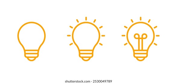 3d Light sign Bulb line icon vector, isolated on white background. Idea icon, solution, thinking concept. Lighting Electric lamp. Electricity, shine. Trendy Flat style for graphic design, UI, UX.