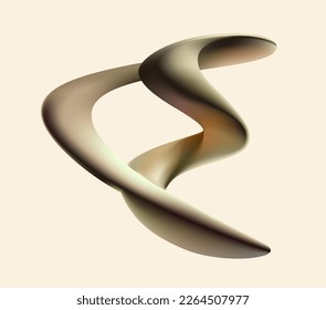 3D light twisted circles. Liquid geometric shapes. Abstract monochrome design element.