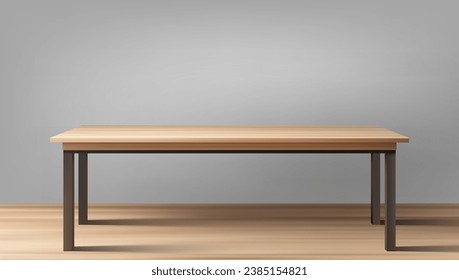 3D Light Wooden Tabletop Isolated On Wood Floor. EPS10 Vector