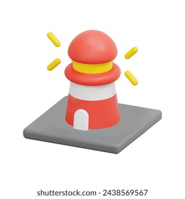 Icono de faro 3d vector. Aislado sobre fondo blanco. Concepto de construcción y arquitectura 3d. Dibujos animados estilo minimalista. Ilustración de renderizado de icono de construcción vectorial 3d.