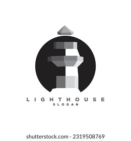 3d lighthouse tower logo vector on circle background vector art illustration