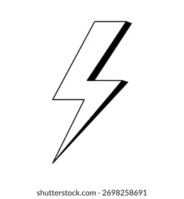 3D lightning bolt line icon, electric power and energy symbol, isolated on white background