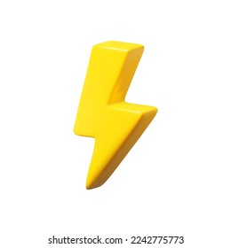 3D lightning sign isolated on white background. Vector illustration.