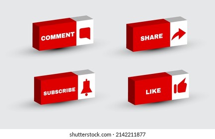 3d like comment share subscribe design icon social media vector isolated over white background. Trendy and modern vector in 3d style.