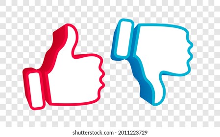 3d Like and Dislike on PNG background