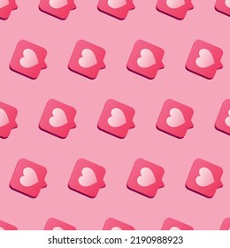 3d like heart icon pattern, Get More Likes. Many flying balls with social media icons thumb up and heart. Vector illustration
