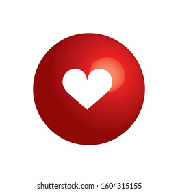 3D Like and Love icon Ball. Heart for Live stream, chat, likes. Social app icon like red heart web symbol or button, vector illustration isolated on white. Vector EPS 10
