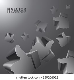 3d "Like" symbols on grey background. RGB EPS 10 vector illustration