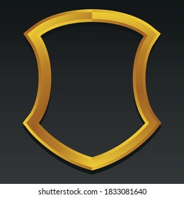 3d line art golden metallic shield frame