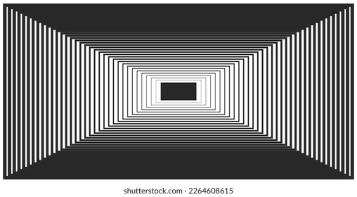 3d line blend tunnel black in white background