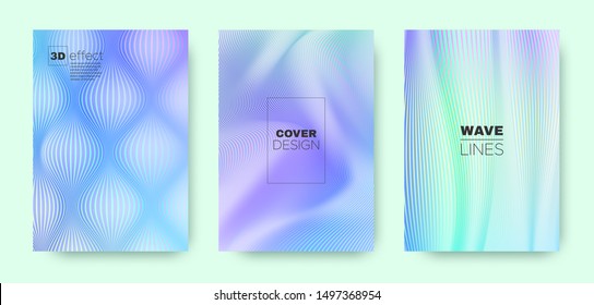 3d Line Concept. Wave Flow Poster. Purple Minimal Brochure. Gradient Halftone Texture. Gradient 3d Line Concept. Wave Fluid Poster. Blue Abstract Background. Blue 3d Line Distorted Texture.