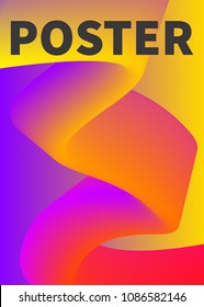 3D line, fluid design, electronic music poster, abstract flyer, banner for nightclub, bright background. Vector illustration