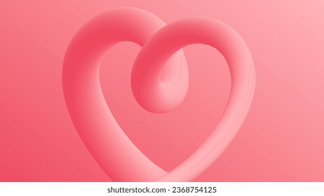 3d line heart shape. Romantic background for wedding invitations and Happy Valentine's Day holiday greetings. Vector Illustration.