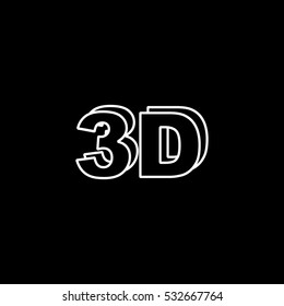 3D Line Icon On Black Background
