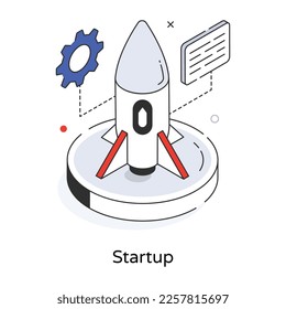 A 3d line icon of startup 