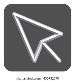 3d Line Neon Arrow Web Icon, Gray Color. Vector Icon.