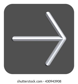 3d Line Neon Arrow Web Icon, Gray Color. Vector Icon.