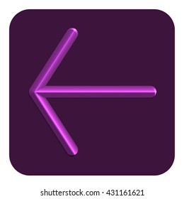 3d Line Neon Arrow Web Icon, Purple Color. UI Icon.