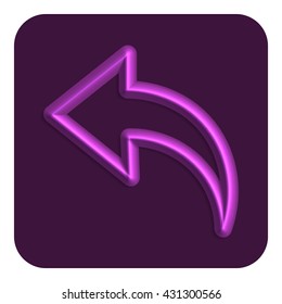 3d Line Neon Arrow Web Icon, Purple Color. UI Icon.