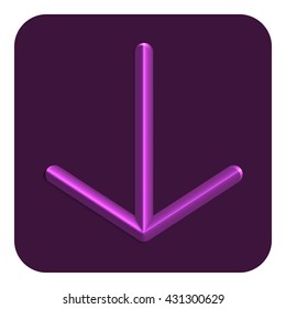 3d Line Neon Arrow Web Icon, Purple Color. UI Icon.