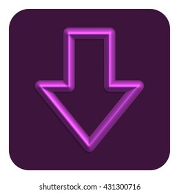 3d Line Neon Arrow Web Icon, Purple Color. UI Icon.