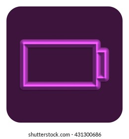3d Line Neon Battery Web Icon, Purple Color. UI Icon