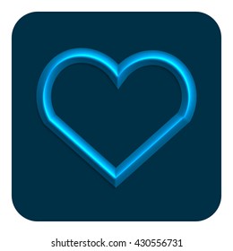 3d line neon heart web icon blue color