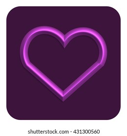 3d Line Neon Heart Web Icon, Purple Color.