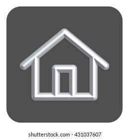 3d Line Neon Web Home Icon, Gray Color. Vector Icon.