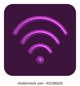 3d Line Neon Wi-Fi Web Icon, Purple Color. UI Icon.