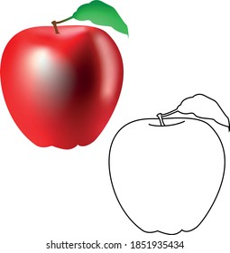 3d and line vector graphic of a red apple isolated on white background