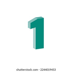 3D Linear modern logo of the number 1. Number in the form of a line strip. Linear abstract design of alphabet number character and digit. logo, corporate identity, app, creative poster and more.