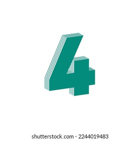 3D Linear modern logo of the number 4. Number in the form of a line strip. Linear abstract design of alphabet number character and digit. logo, corporate identity, app, creative poster and more.