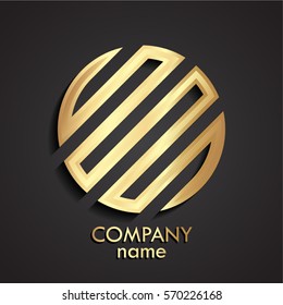 3d linear shape gold circle logo