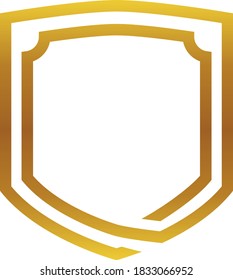 3d lineart golden shield escutcheon frame side