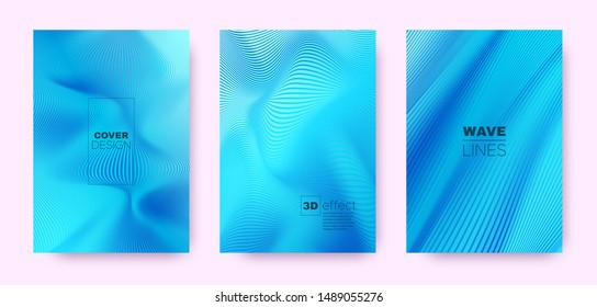 3d Lines Banner. Wave Flow Shape. Neon Modern Background. Gradient Geometric Texture. Gradient 3d Lines Cover. Wave Fluid Banner. Neon Vector Background. Blue 3d Lines Distorted Texture.