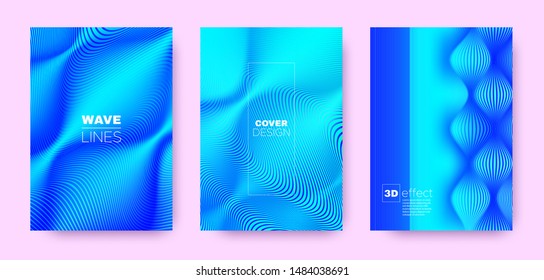 3d Lines Banner. Wave Fluid Cover. Blue Modern Wallpaper. Gradient Striped Pattern. Gradient 3d Lines Cover. Wave Flow Banner. Blue Modern Brochure. Blue 3d Lines Geometric Texture.