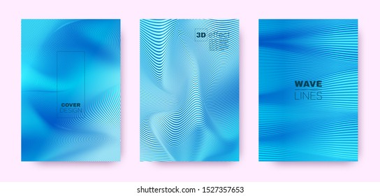 3d Lines Banner. Wave Fluid Poster. Neon Vector Wallpaper. Gradient Distorted Texture. Gradient 3d Lines Shape. Wave Flow Concept. Neon Minimal Wallpaper. Blue 3d Lines Geometric Texture.