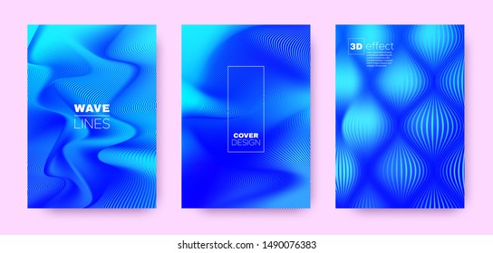 3d Lines Concept. Wave Flow Shape. Neon Modern Brochure. Gradient Distorted Texture. Gradient 3d Lines Shape. Wave Flow Design. Blue Dynamic Background. Blue 3d Lines Distorted Texture.
