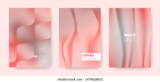 3d Lines Cover. Wavy Flow Poster. Minimal Geometric Stripes. Coral Gradient Brochure. 3d Lines Banner. Wavy Fluid Cover. Coral Gradient Design. Minimal Gradient Wallpaper. Geometric Stripes.