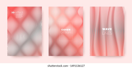 3d Lines Flyer. Wavy Flow Poster. Vector Distorted Texture. Red Gradient Brochure. 3d Lines Banner. Wavy Flow Shape. Coral Gradient Design. Dynamic Gradient Background. Striped Pattern.