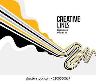3D lines in motion vector abstract background, creative and dimensional curved stripes dynamic composition, motion and technology.