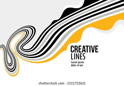 3D lines in motion vector abstract background, creative and dimensional curved stripes dynamic composition, motion and technology.